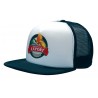Flat peak trucker cap - 3806:White, Acrylic, Navy